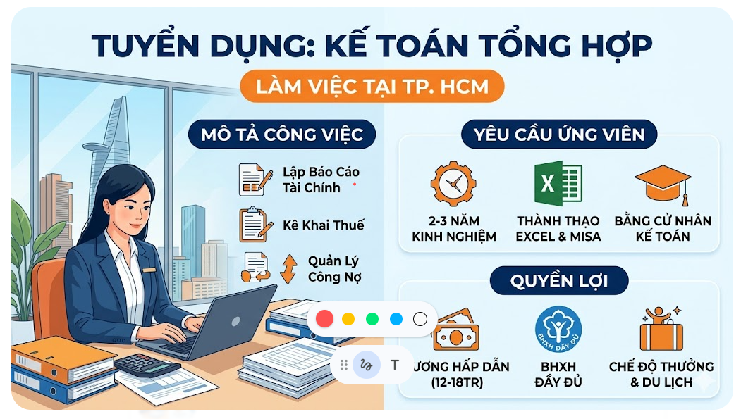 [HCM] Tuyển kế toán tổng hợp